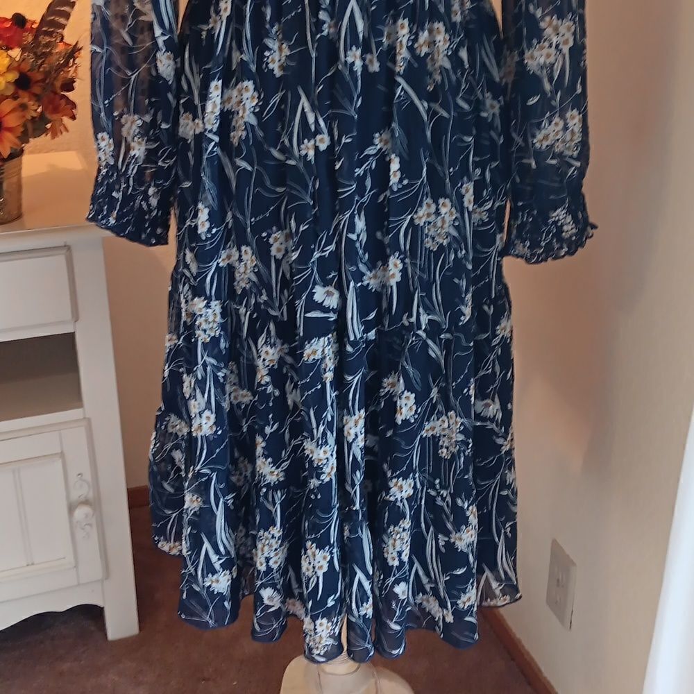 NY Collection Navy Prairie Dress - Picture 10 of 16